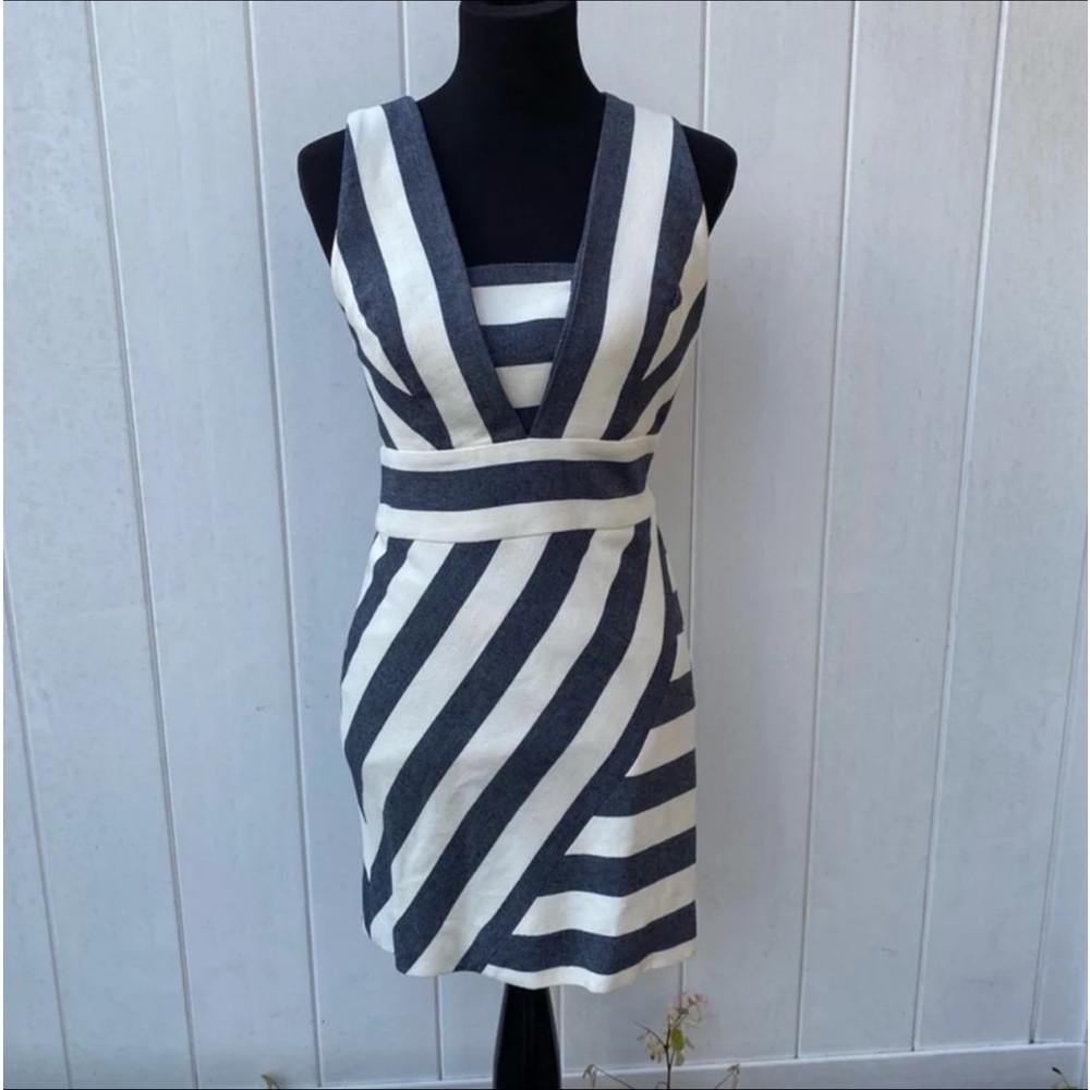 MILLY Deep V Cross Back Dress in Navy